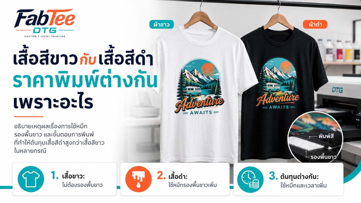 เสื้อสีขาวกับเสื้อสีดำ ราคาพิมพ์ต่างกันเพราะอะไร
